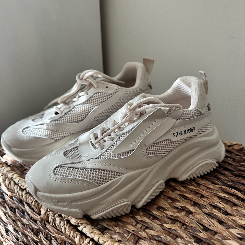 Steve Madden Possess Men’s Cream Sneakers | Size: Men’s 8
